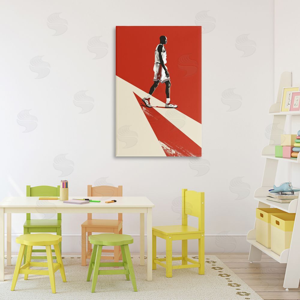 Ray Powers Retro Basketball Legend Stretched Canvas Wall Art Print in Room