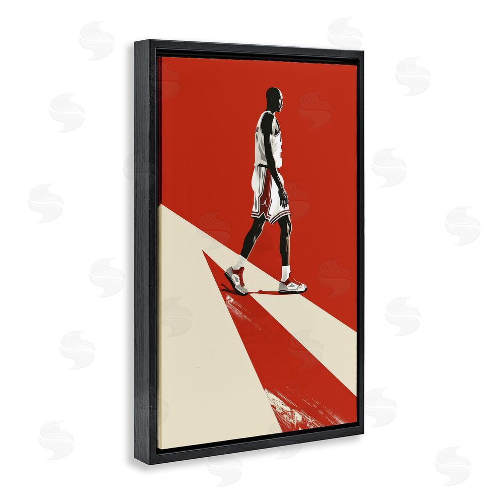 Ray Powers Retro Basketball Legend Black Floating Frame Canvas Wall Art Print