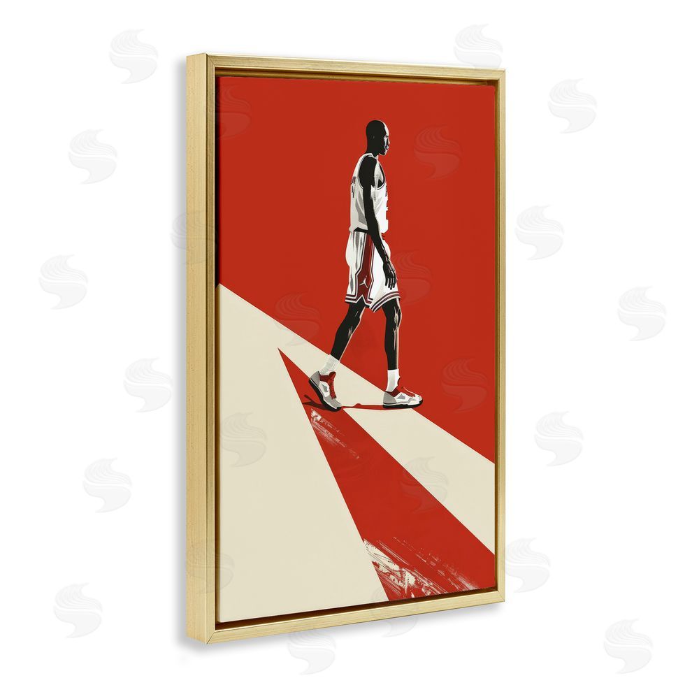 Ray Powers Retro Basketball Legend Gold Floating Frame Canvas Wall Art Print