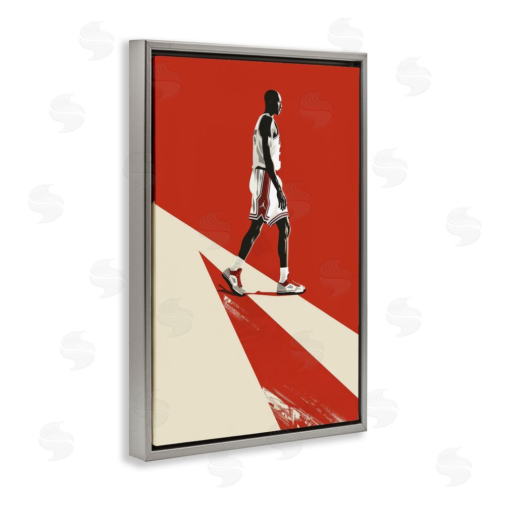 Ray Powers Retro Basketball Legend Gray Floating Frame Canvas Wall Art Print