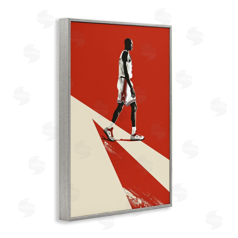 Ray Powers Retro Basketball Legend Gray Framed Giclee Wall Art Print