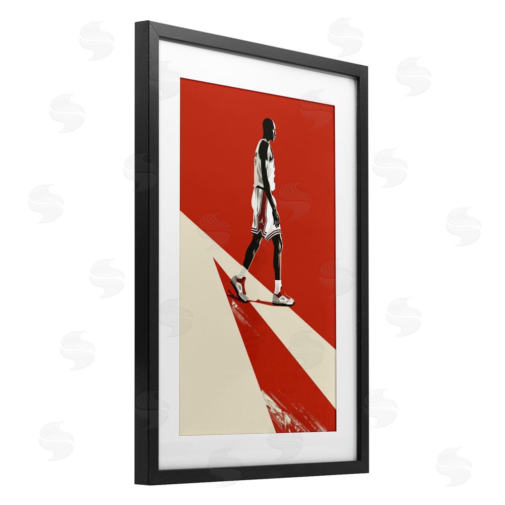 Ray Powers Retro Basketball Legend Black Framed Print Under Glass Wall Art