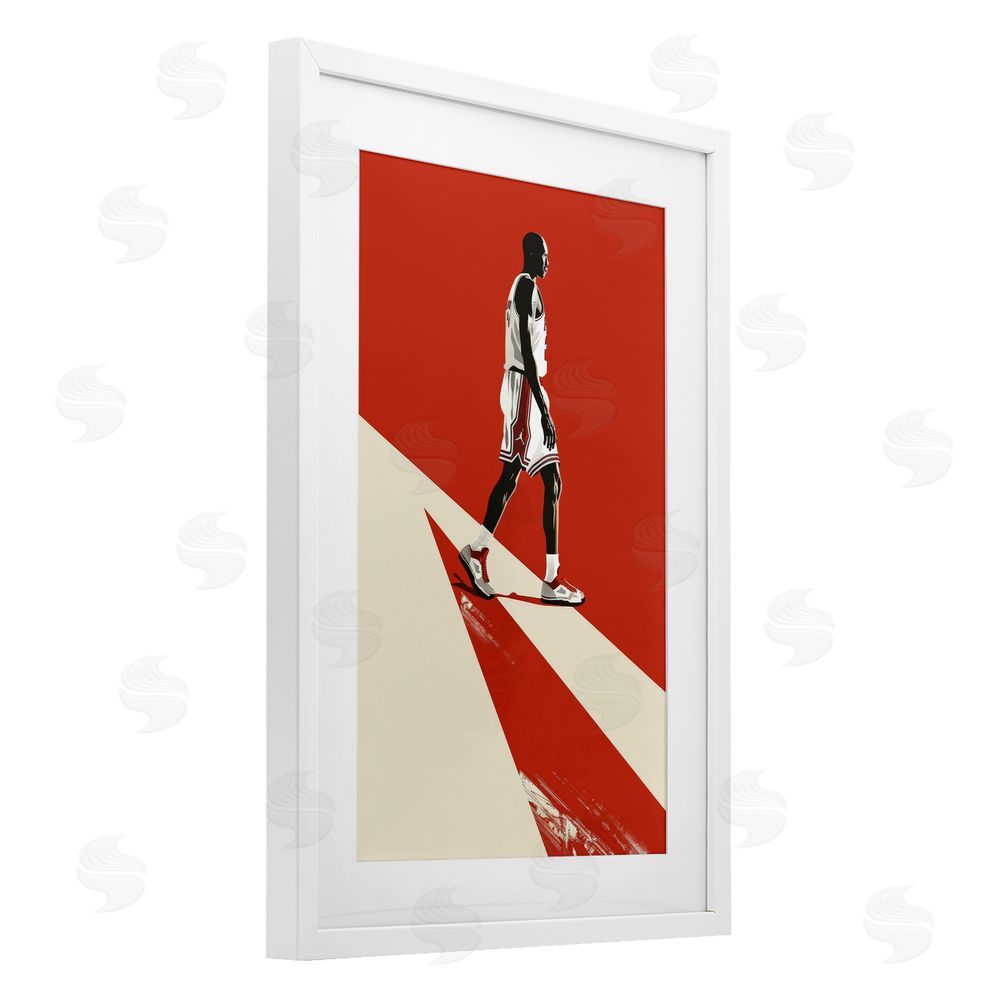 Ray Powers Retro Basketball Legend White Framed Print Under Glass Wall Art