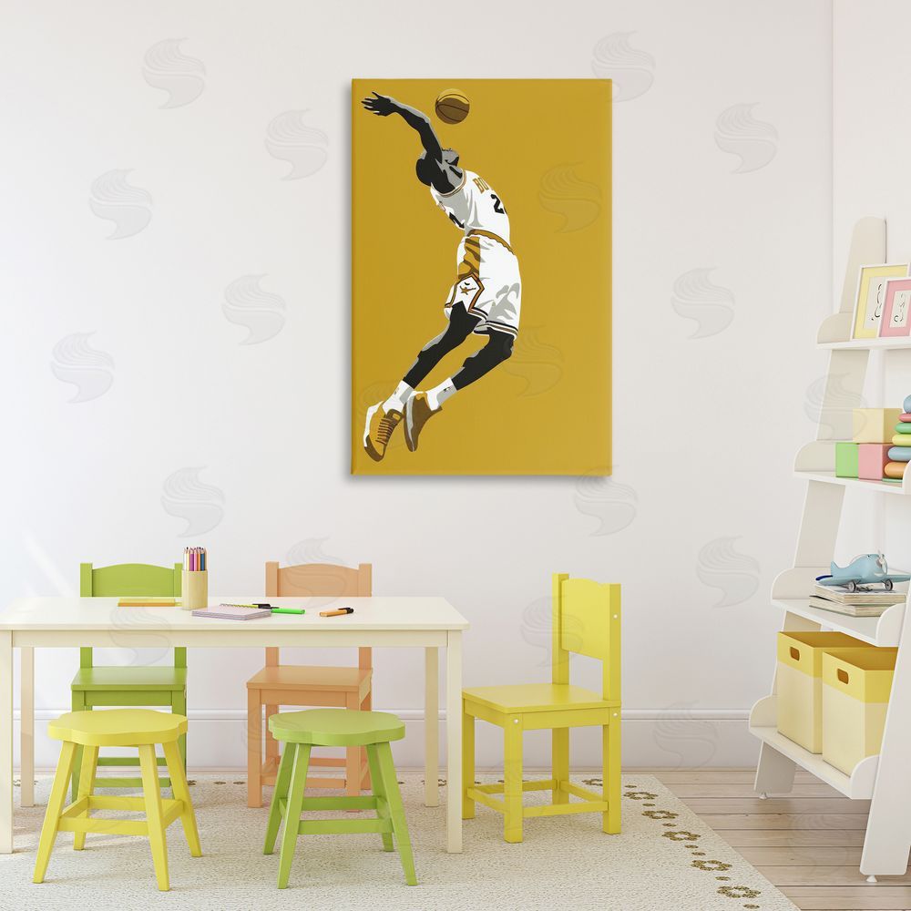 Ray Powers Iconic Basketball Dunk Stretched Canvas Wall Art in Room