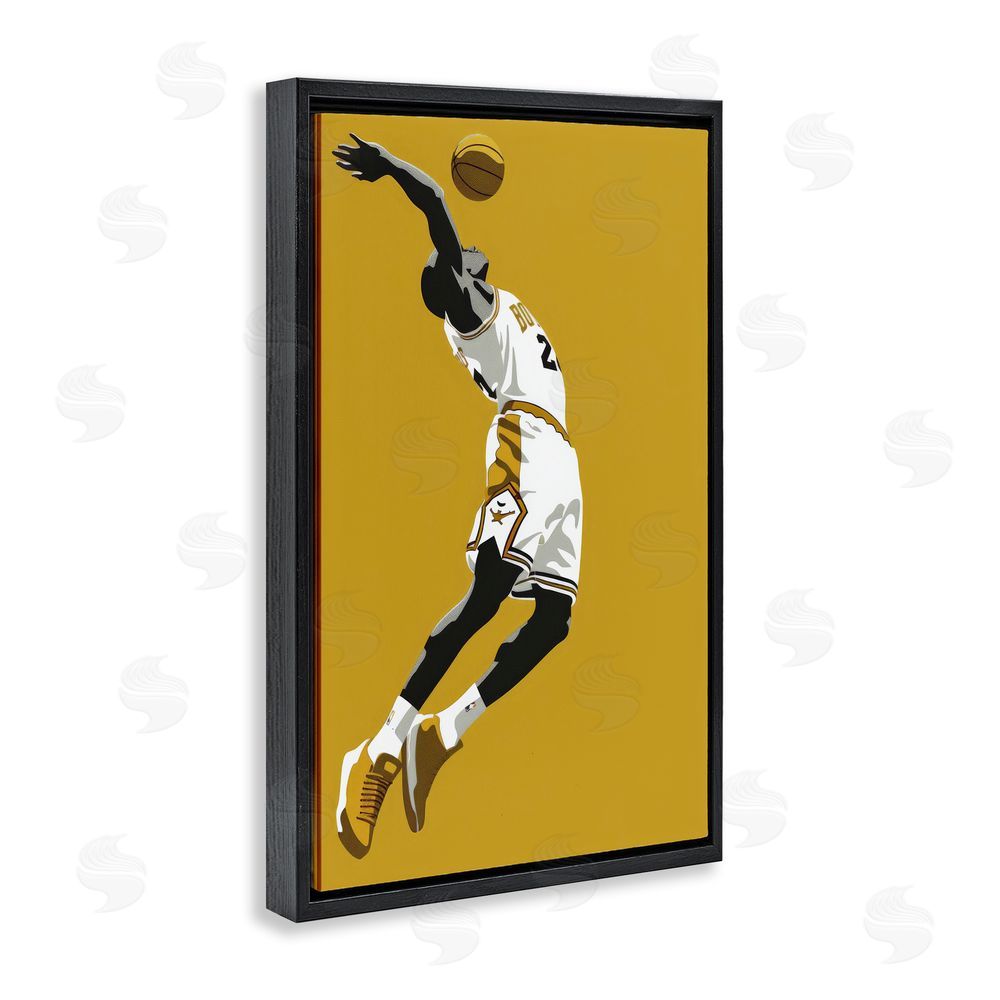 Ray Powers Iconic Basketball Dunk Black Floating Frame Canvas Wall Art