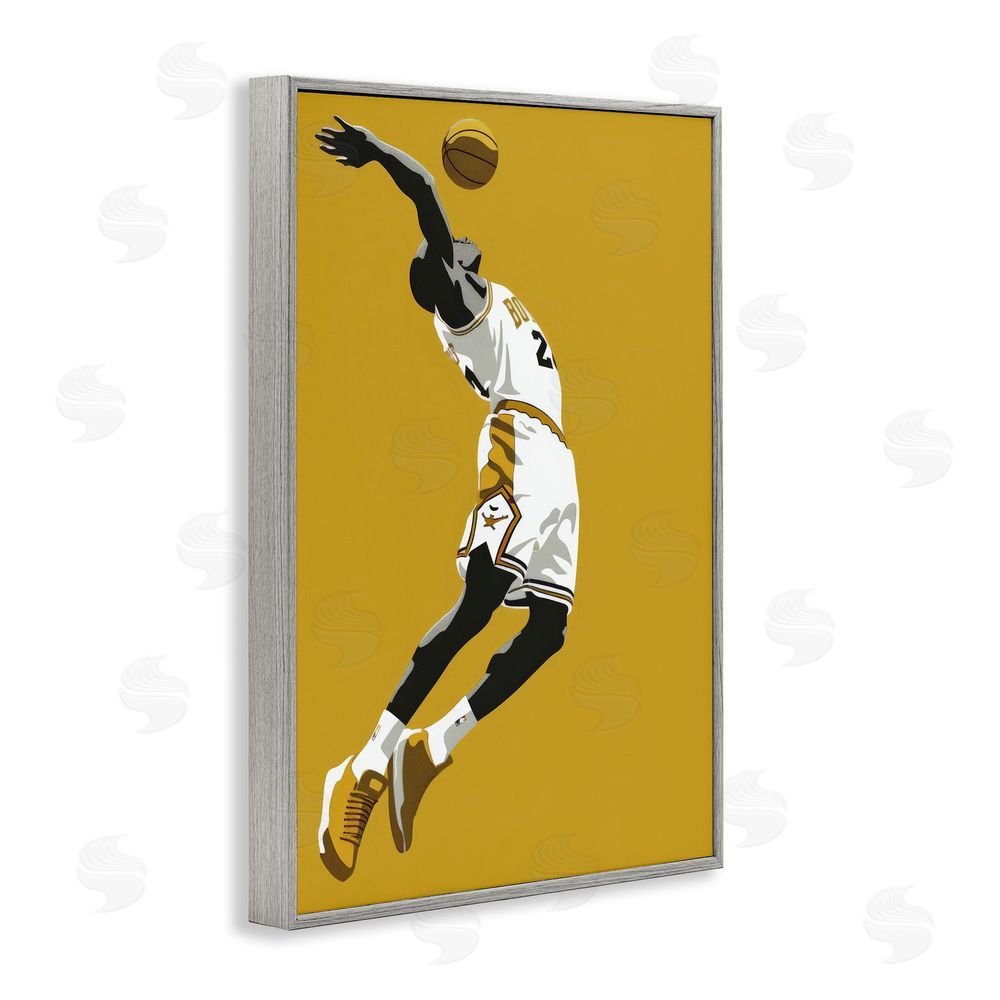 Ray Powers Iconic Basketball Dunk Gray Framed Giclee Wall Art Print