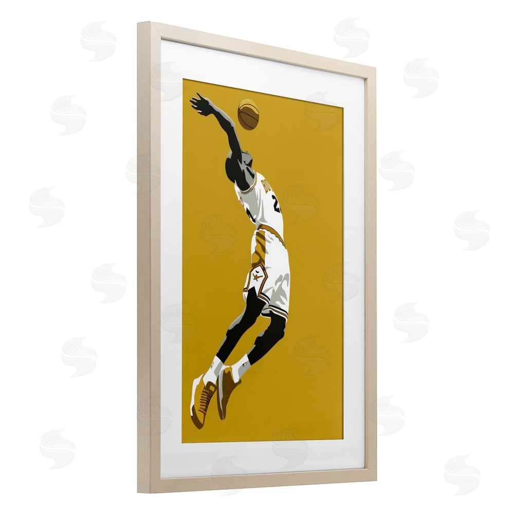 Ray Powers Iconic Basketball Dunk Brown Framed Print Under Glass with Mat Wall Art