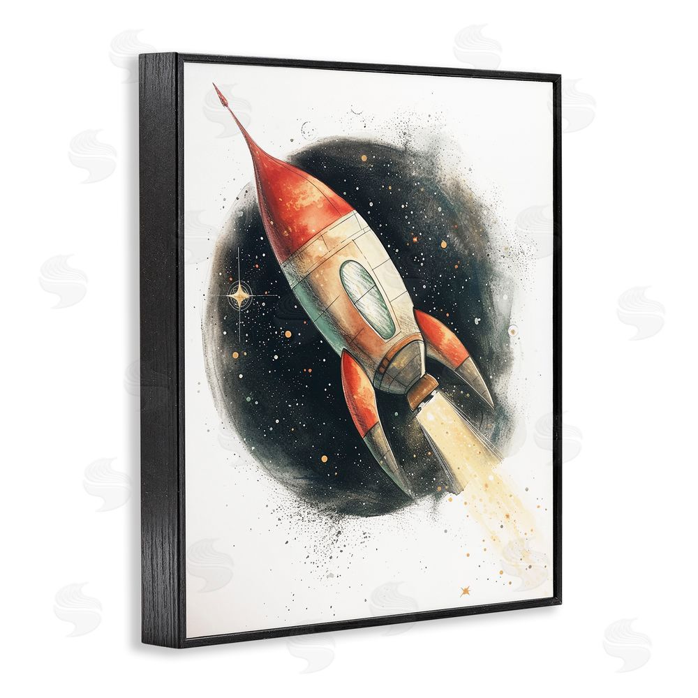 Ray Powers Journey To Space Rocket Blacked Framed Giclee Wall Art Print