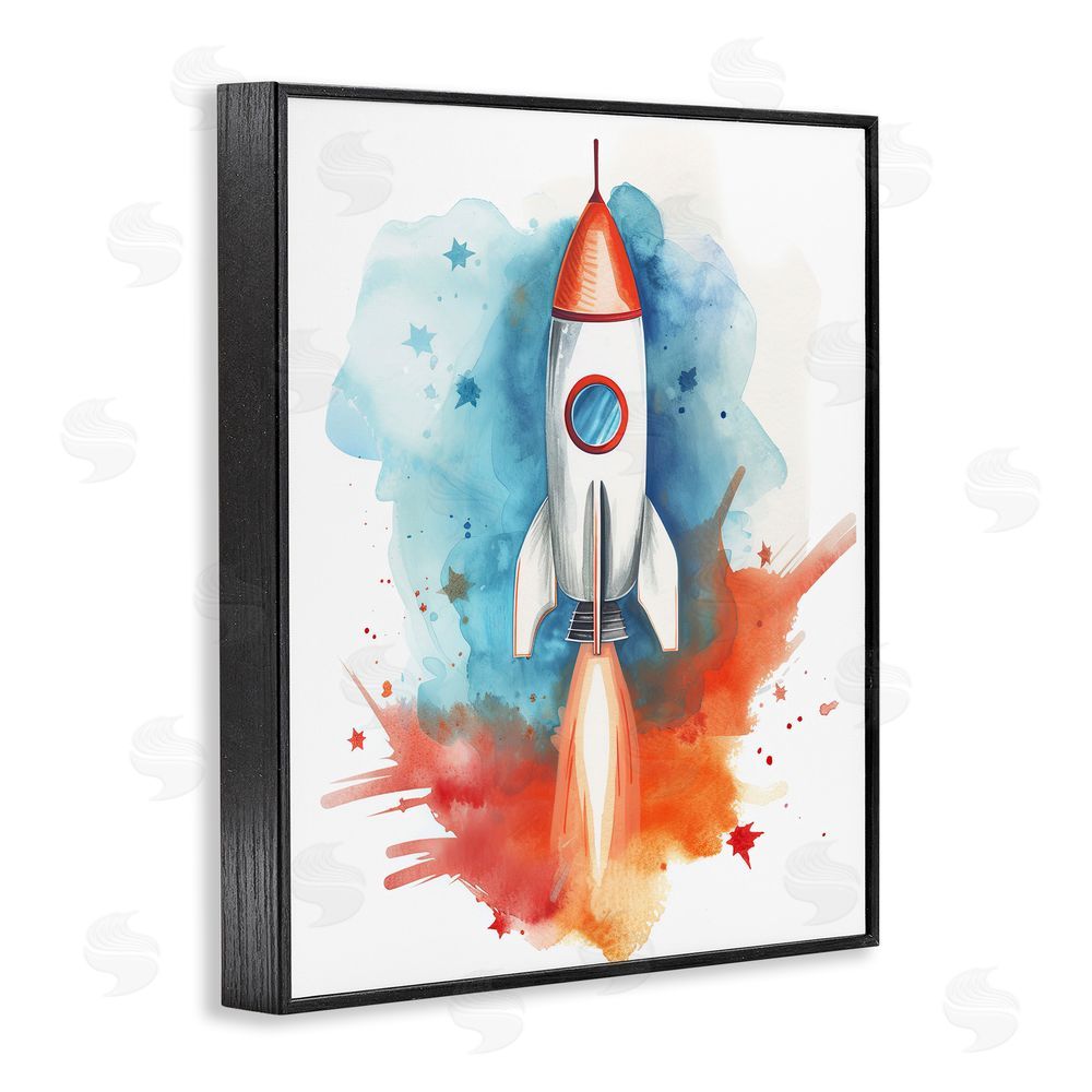 Ray Powers Rocket Launch Adventure Black Framed Giclee Wall Art Print