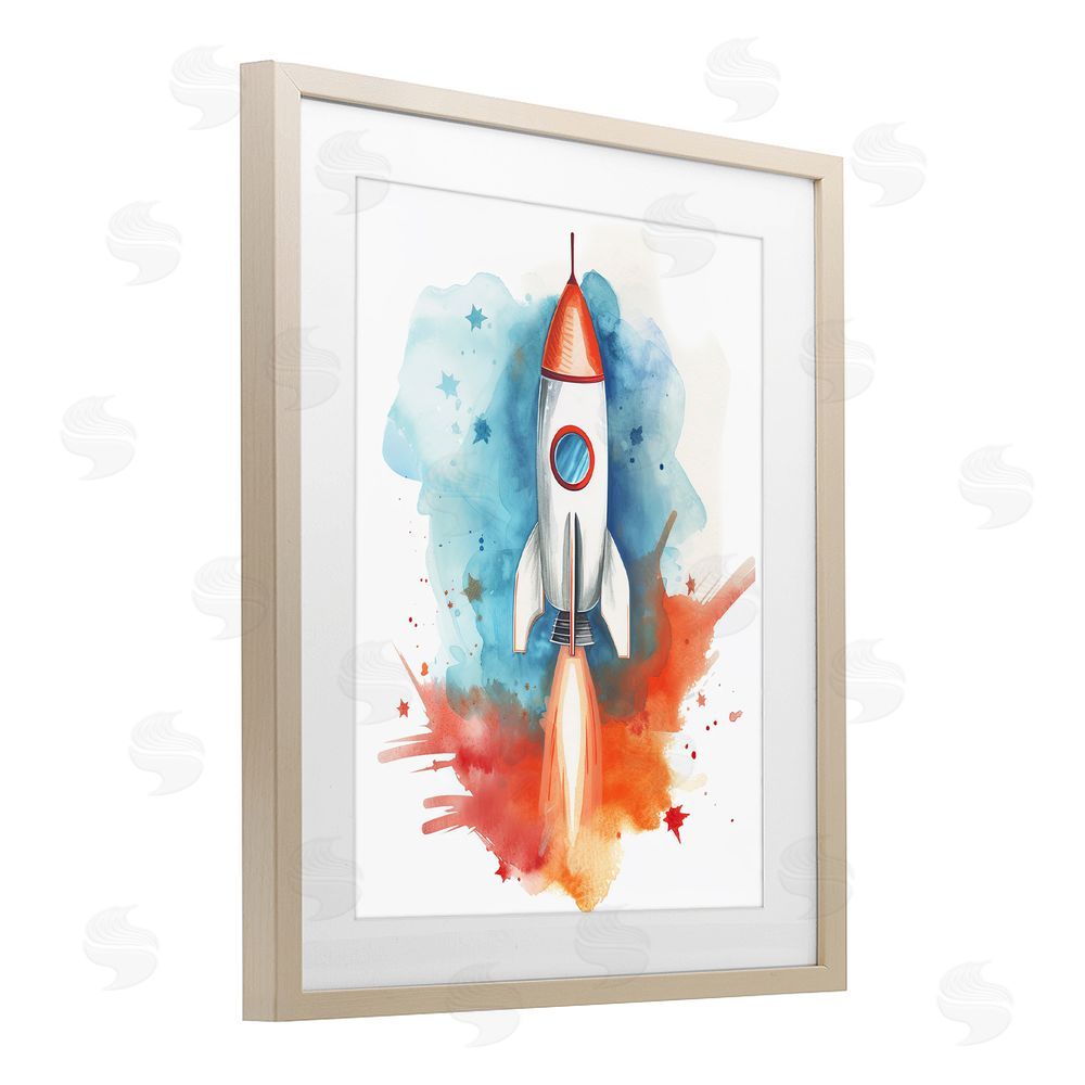 Ray Powers Rocket Launch Adventure Brown Framed Print Under Glass Wall Art
