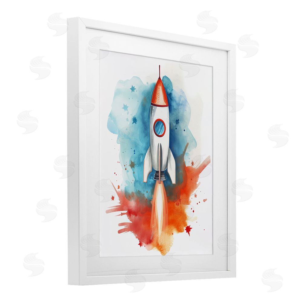 Ray Powers Rocket Launch Adventure White Framed Print Under Glass Wall Art