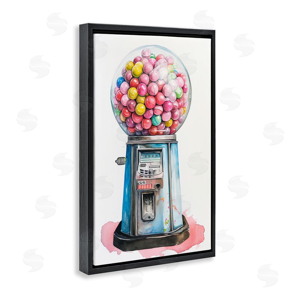 Ray Powers Retro Gumball Machine Black Floating Frame Canvas Wall Art Print