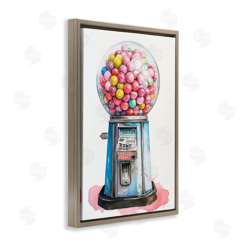 Ray Powers Retro Gumball Machine Brown Floating Frame Canvas Wall Art Print