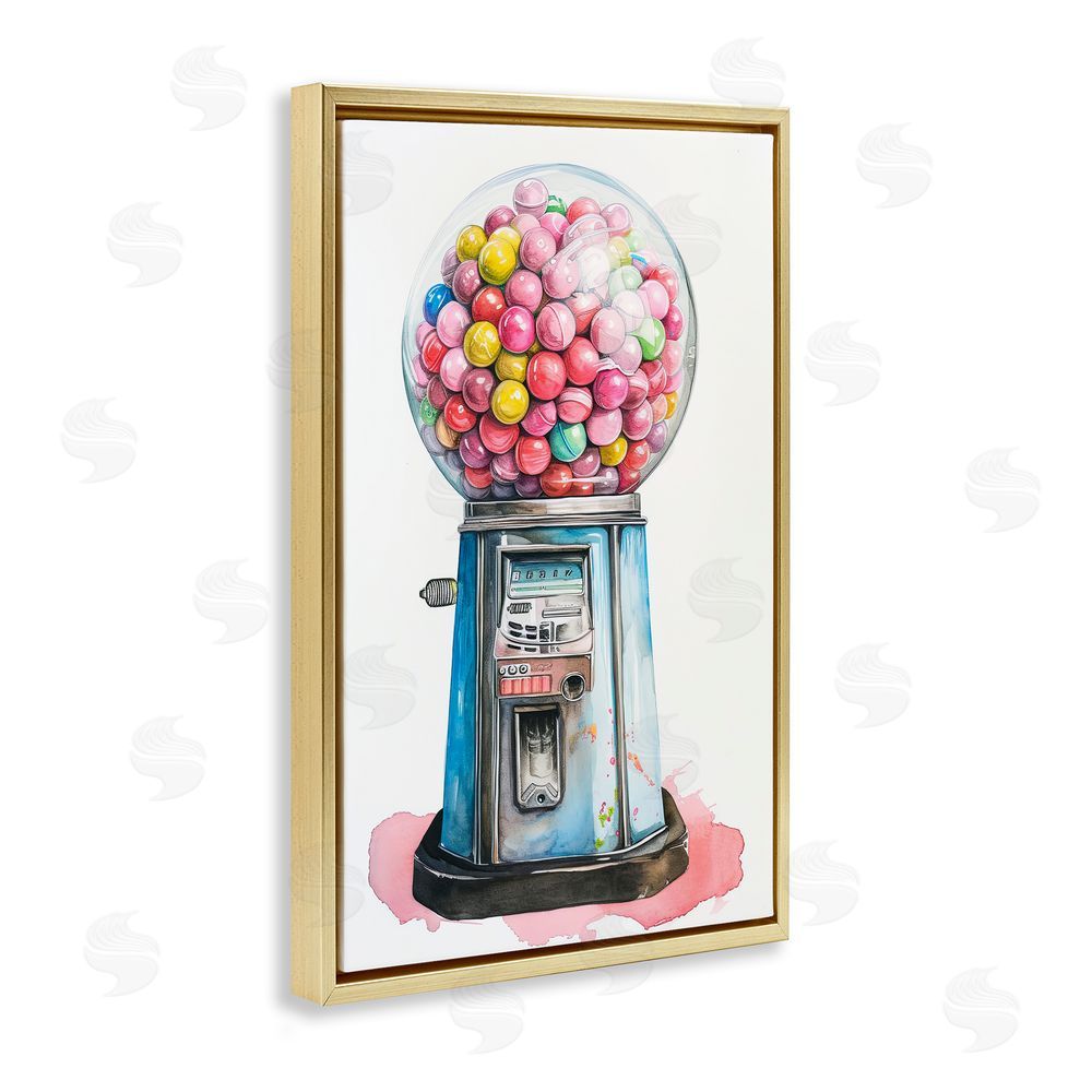 Ray Powers Retro Gumball Machine Gold Floating Frame Canvas Wall Art Print