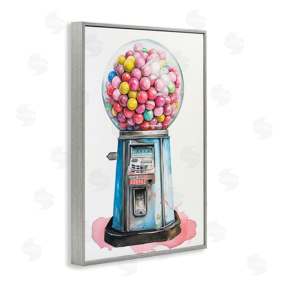 Ray Powers Retro Gumball Machine Gray Framed Giclee Wall Art Print