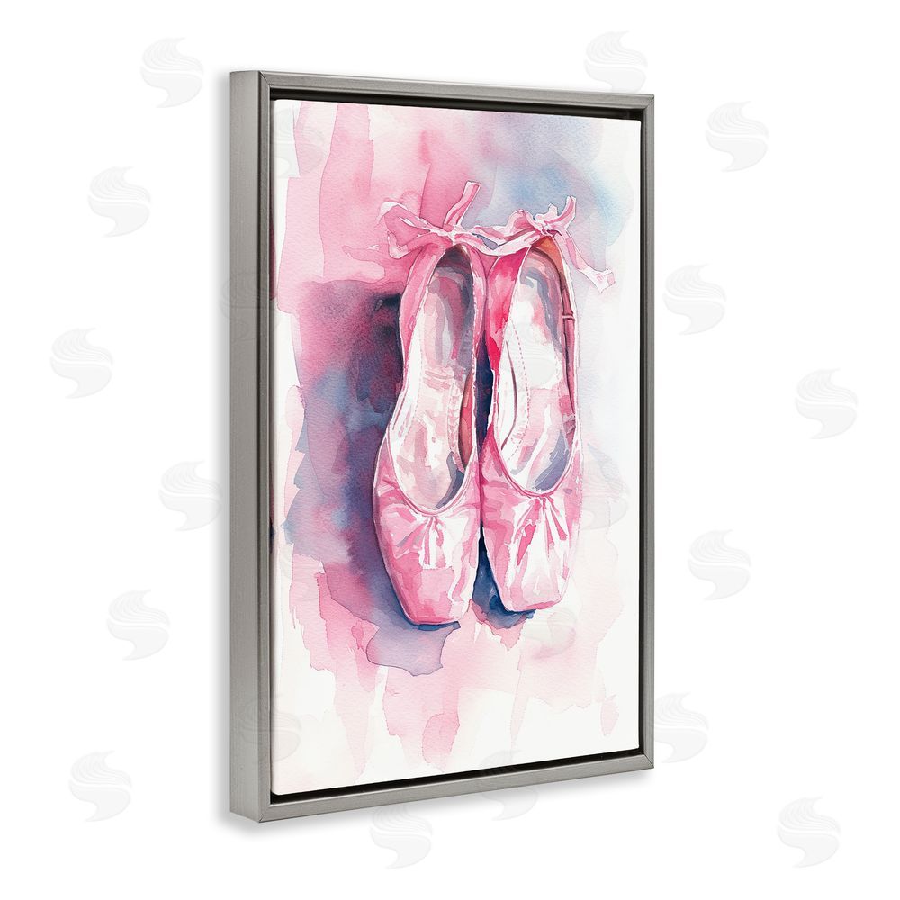 Ray Powers Blush Ballet Slippers Gray Floating Frame Canvas Wall Art Print
