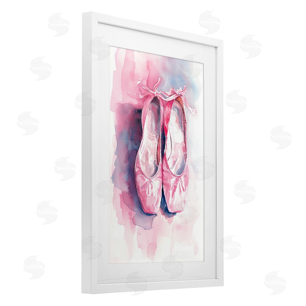 Ray Powers Blush Ballet Slippers White Framed Print Under Glass Wall Art