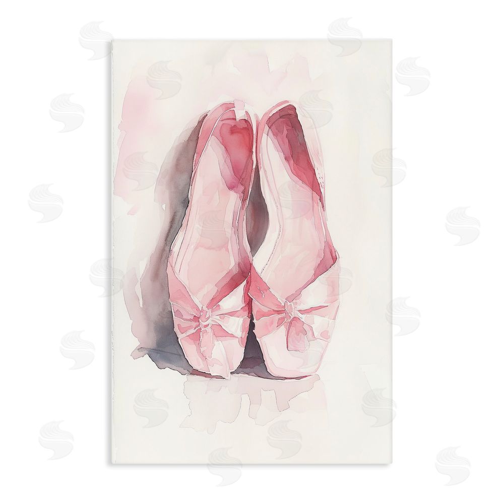 Ray Powers Soft Blush Ballet Slippers Stretched Canvas Wall Art Print