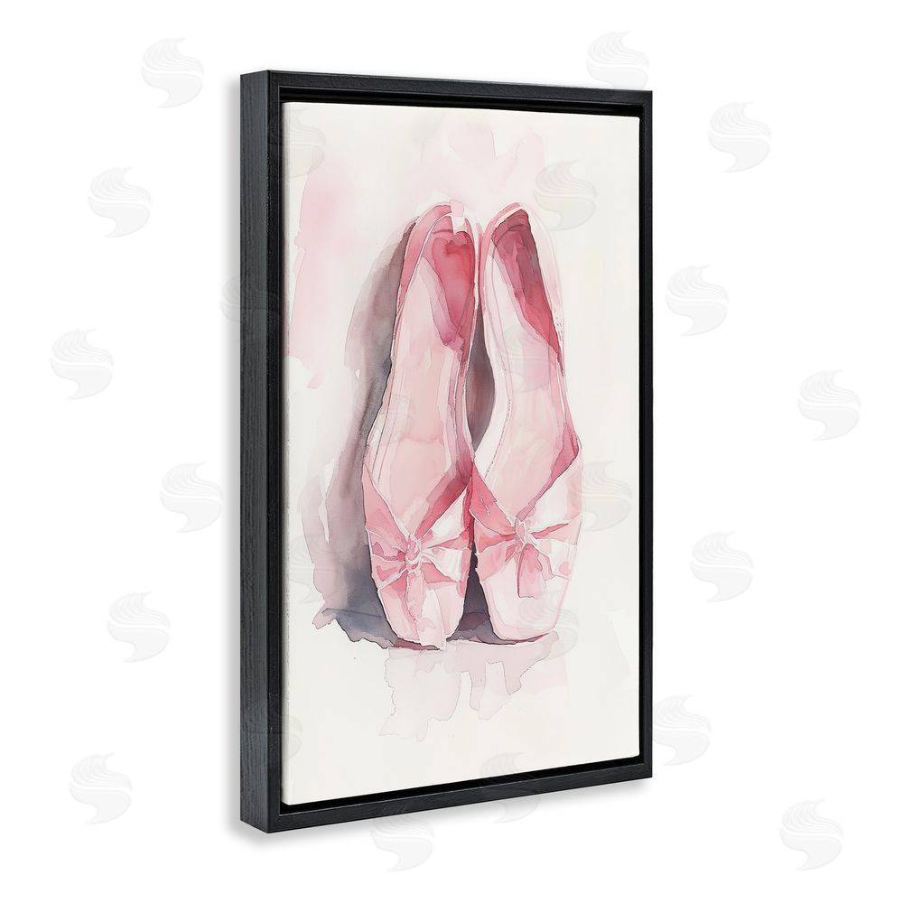 Ray Powers Soft Blush Ballet Slippers Black Floating Frame Canvas Wall Art Print