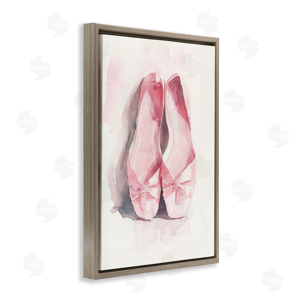 Ray Powers Soft Blush Ballet Slippers Brown Floating Frame Canvas Wall Art Print