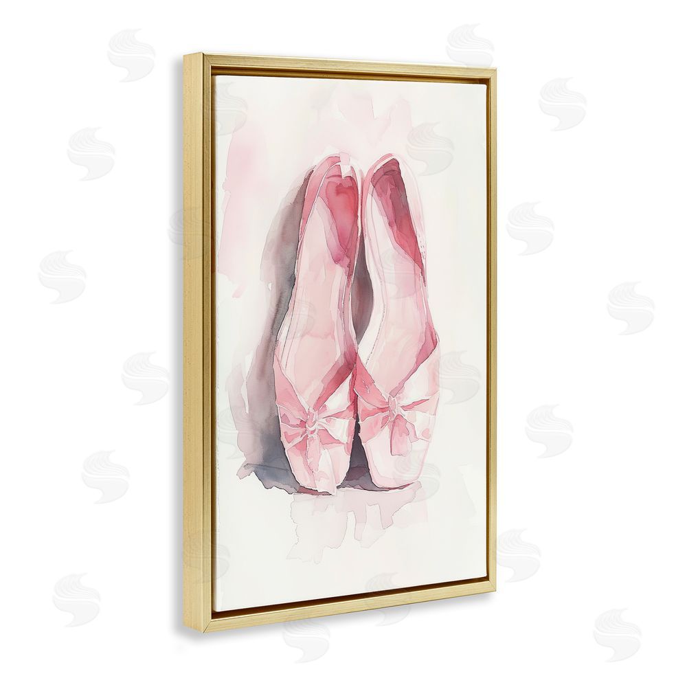 Ray Powers Soft Blush Ballet Slippers Gold Floating Frame Canvas Wall Art Print