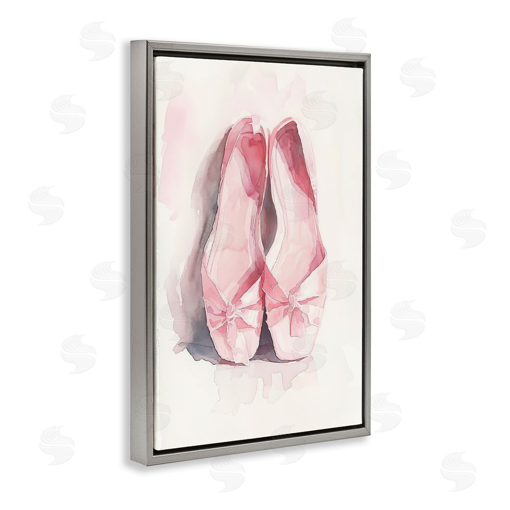 Ray Powers Soft Blush Ballet Slippers Gray Floating Frame Canvas Wall Art Print