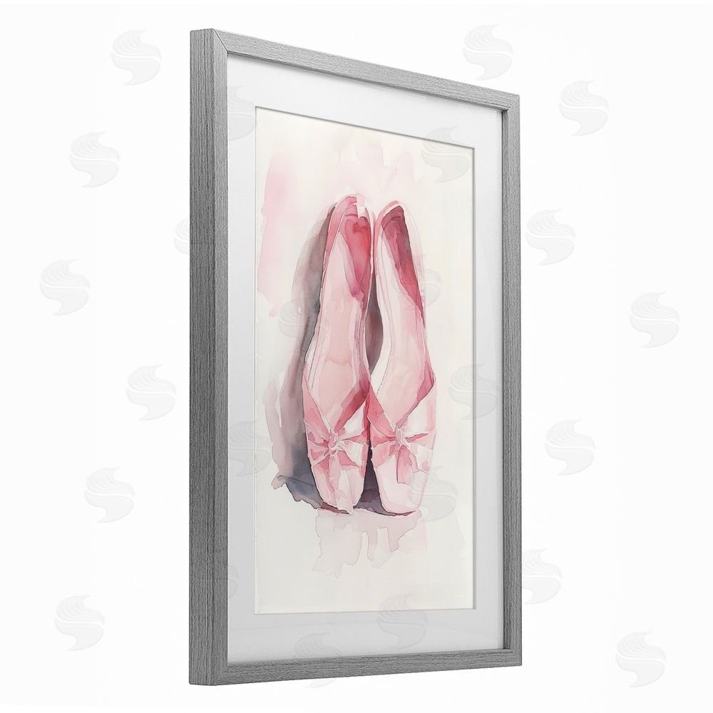Ray Powers Soft Blush Ballet Slippers Gray Framed Print Under Glass Wall Art