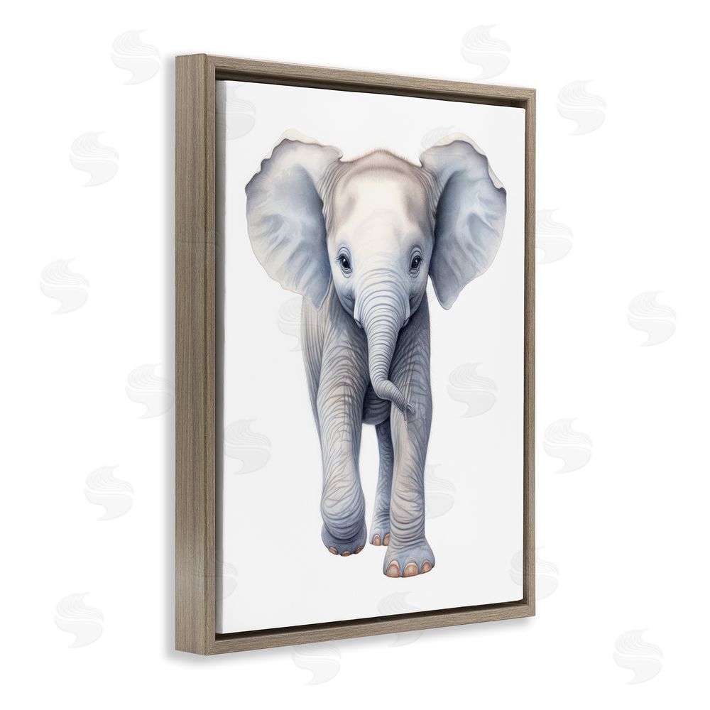 Ray Powers Big Budding Pachyderm Brown Floating Frame Canvas Wall Art Print