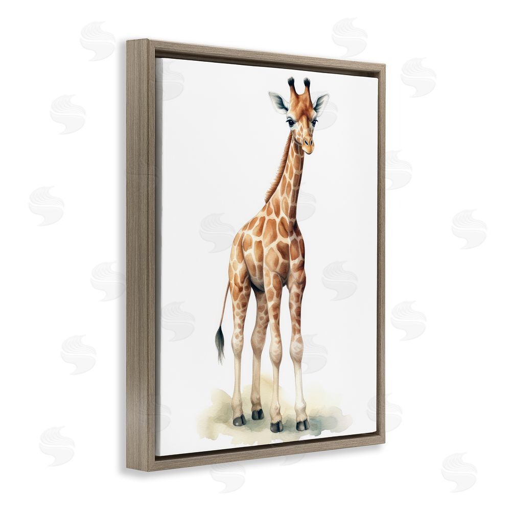 Ray Powers Eloise Long Legs Giraffe Brown Floating Frame Canvas Wall Art