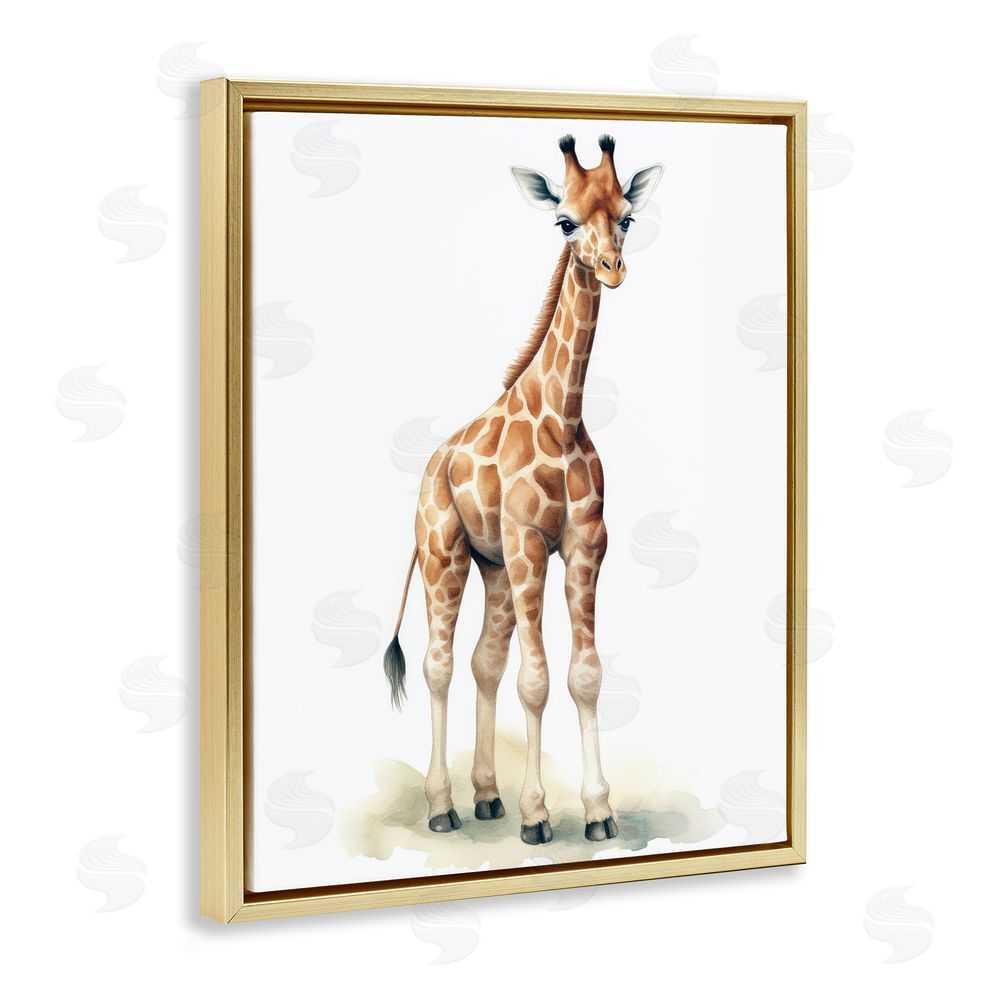 Ray Powers Eloise Long Legs Giraffe Gold Floating Frame Canvas Wall Art