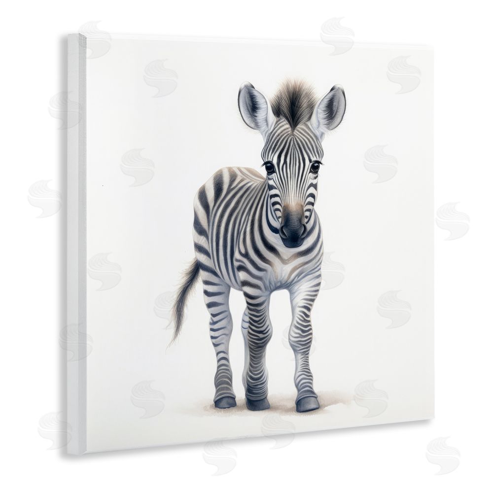 Ray Powers Friendly Zebra Foal Wooden Wall Plaque Art Print