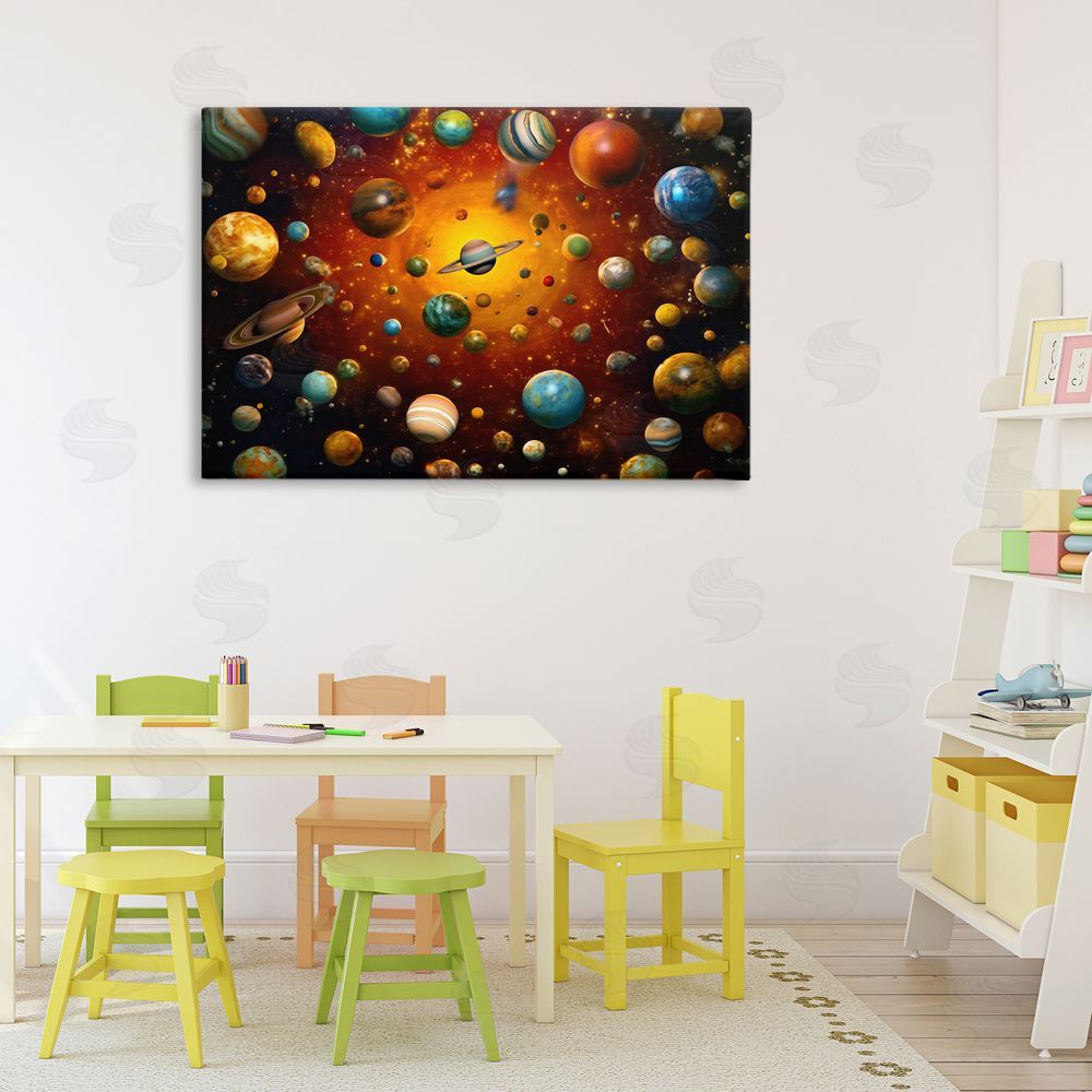 Ray Powers Cosmic Marbles Galaxy Stretched Canvas Wall Art in Room