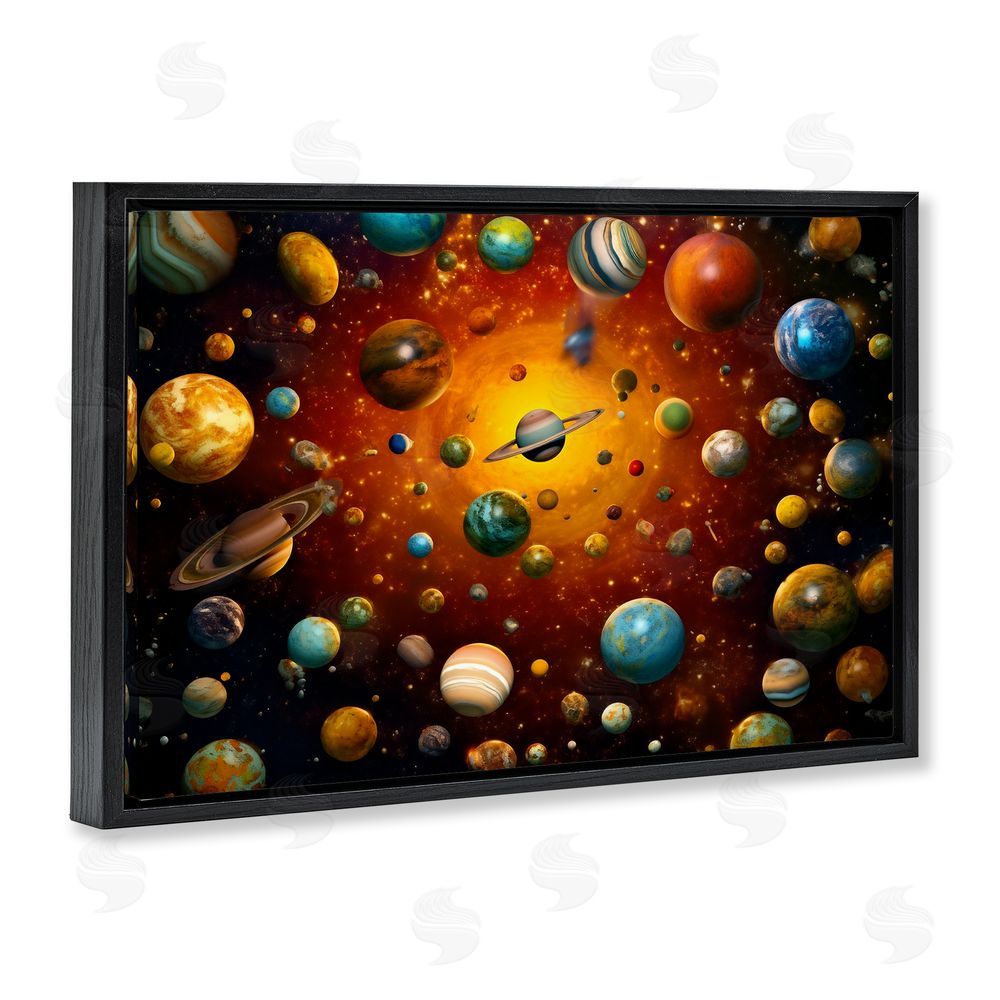 Ray Powers Cosmic Marbles Galaxy Black Floating Frame Canvas Wall Art Print