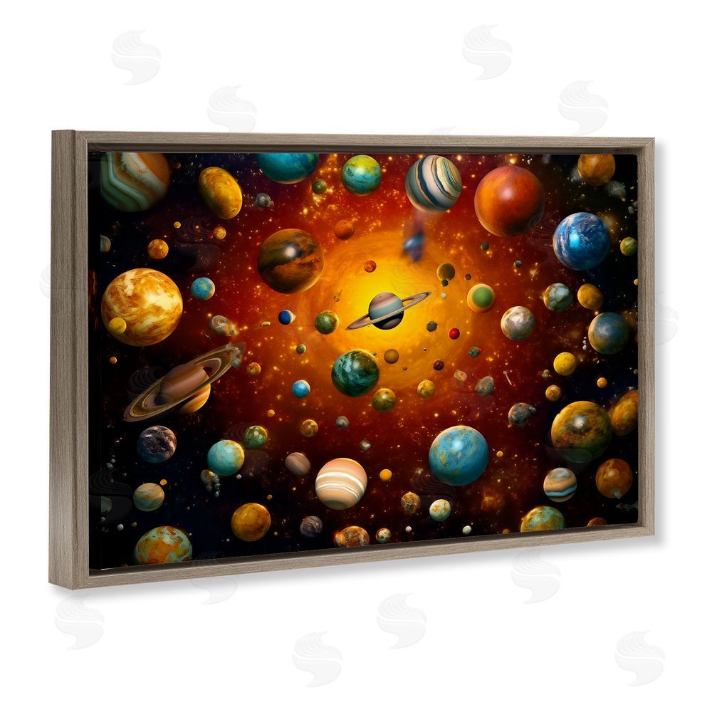Ray Powers Cosmic Marbles Galaxy Brown Floating Frame Canvas Wall Art Print