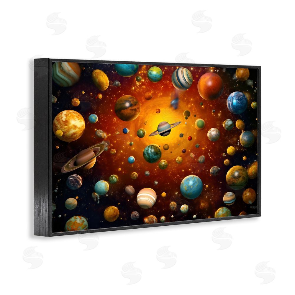 Ray Powers Cosmic Marbles Galaxy Black Framed Giclee Wall Art Print