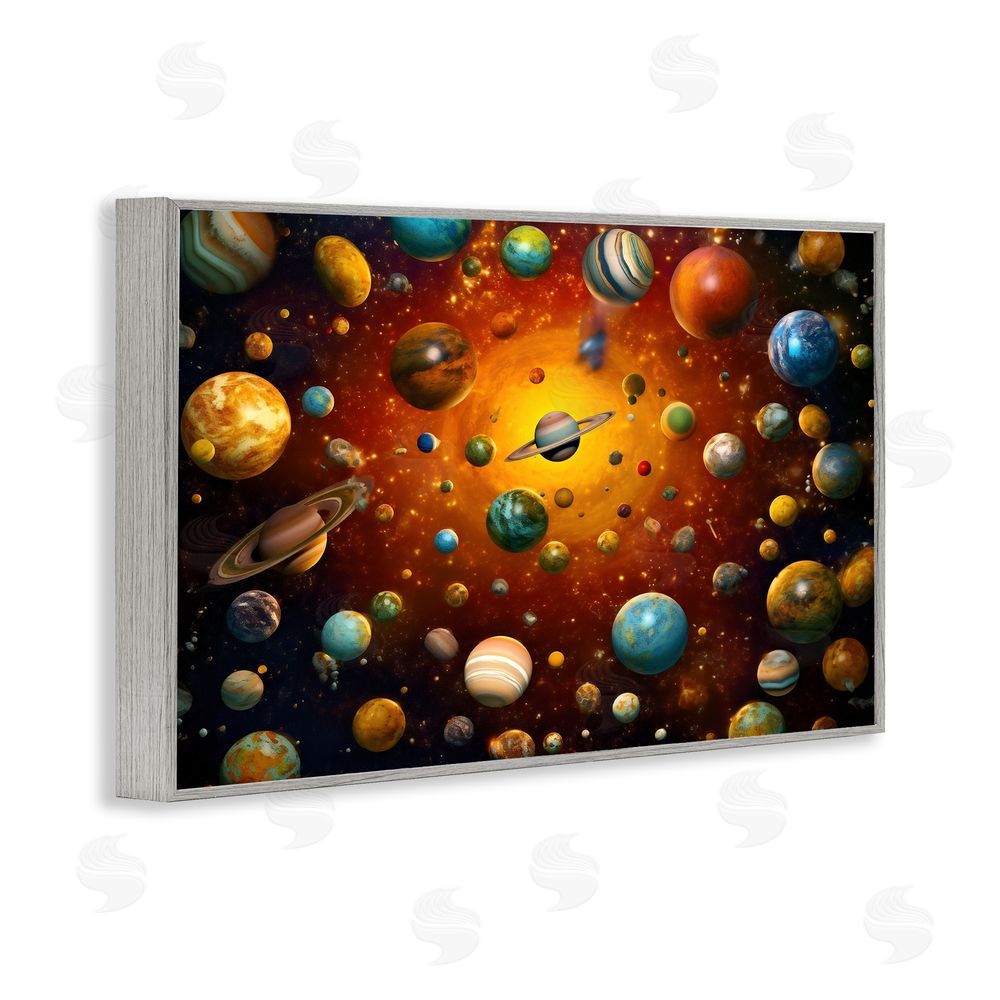 Ray Powers Cosmic Marbles Galaxy Gray Framed Giclee Wall Art Print