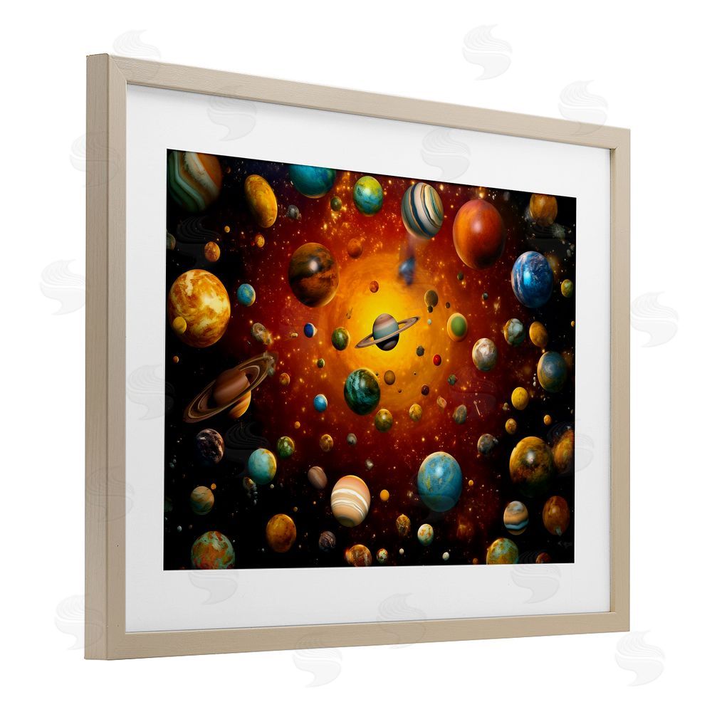 Ray Powers Cosmic Marbles Galaxy Birch Framed Print Under Glass Wall Art