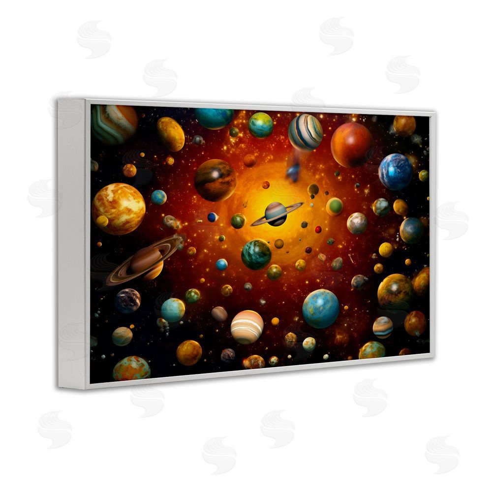 Ray Powers Cosmic Marbles Galaxy White Framed Giclee Wall Art Print