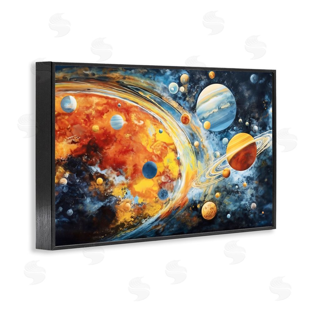 Ray Powers Space Whirl Planets Black Framed Giclee Wall Art Print