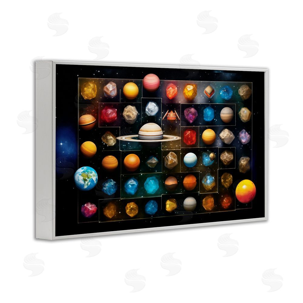 Ray Powers Celestial Gems & Planets White Framed Giclee Wall Art Print
