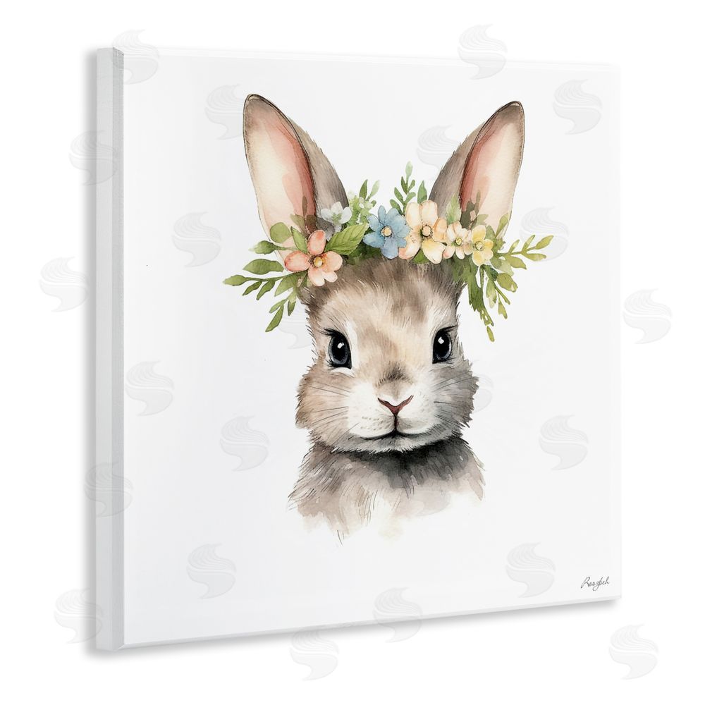 Roozbeh Woodland Rabbit Flower Crown Wall Plaque Art Print
