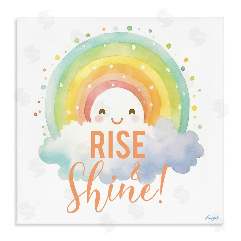 Roozbeh Rise Shine Happy Rainbow Stretched Canvas Wall Art Print