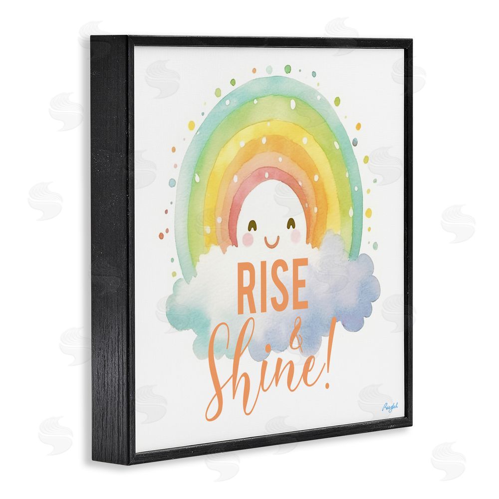 Roozbeh Rise Shine Happy Rainbow Black Framed Giclee Wall Art Print