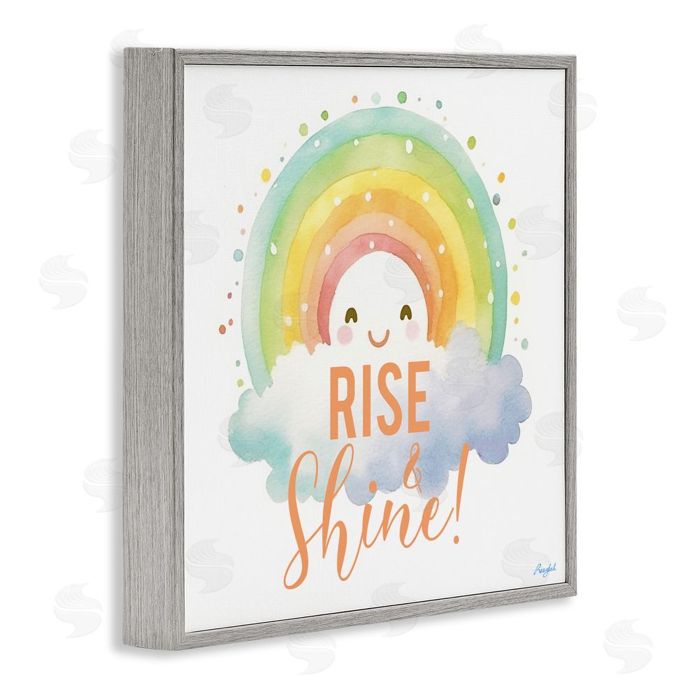 Roozbeh Rise Shine Happy Rainbow Gray Framed Giclee Wall Art Print