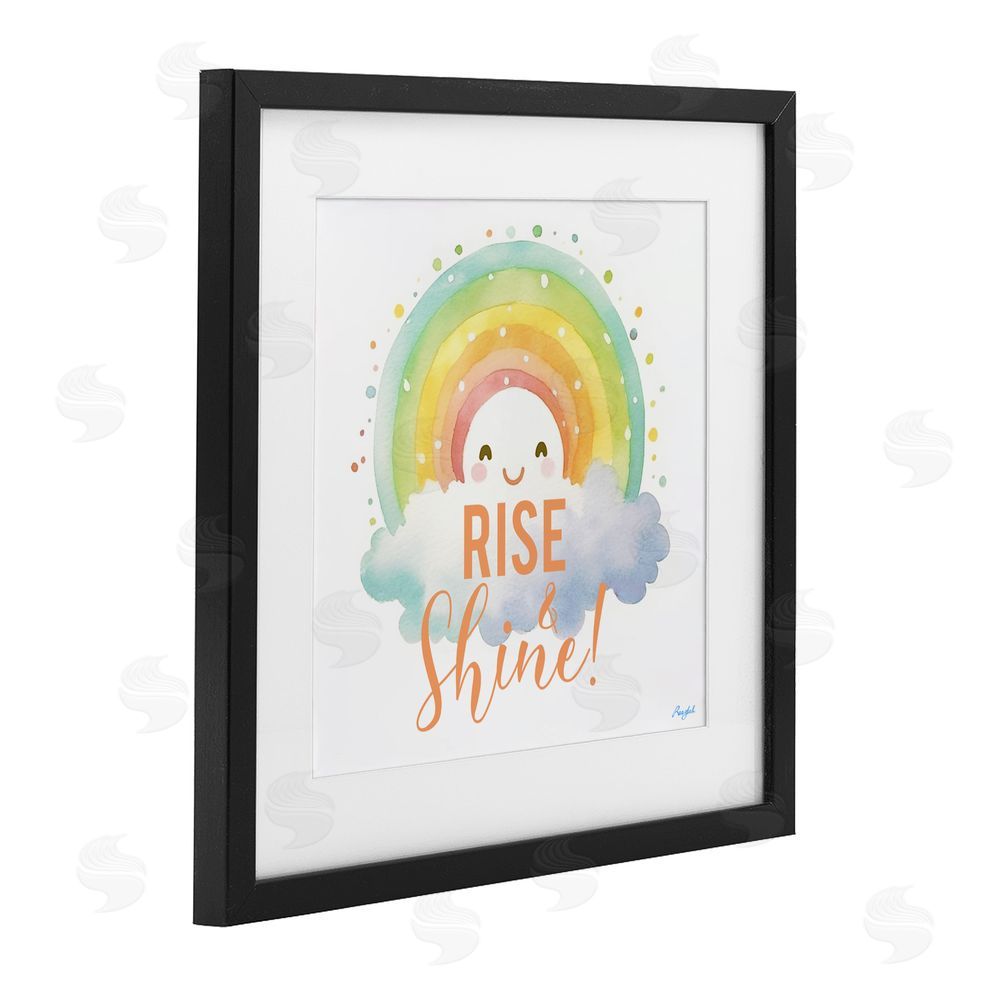 Roozbeh Rise Shine Happy Rainbow Black Framed Print Under Glass Wall Art