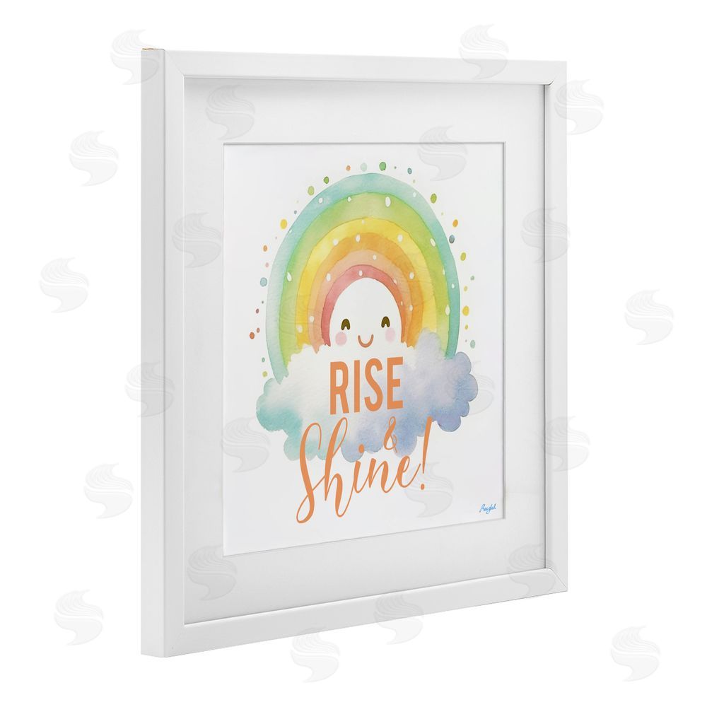 Roozbeh Rise Shine Happy Rainbow White Framed Print Under Glass Wall Art