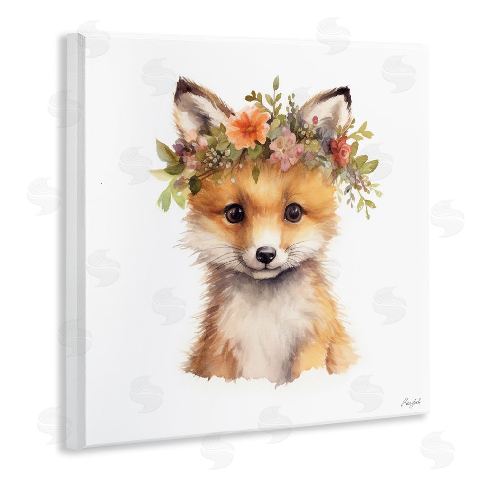 Roozbeh Woodland Fox Flower Crown Wall Plaque Art Print