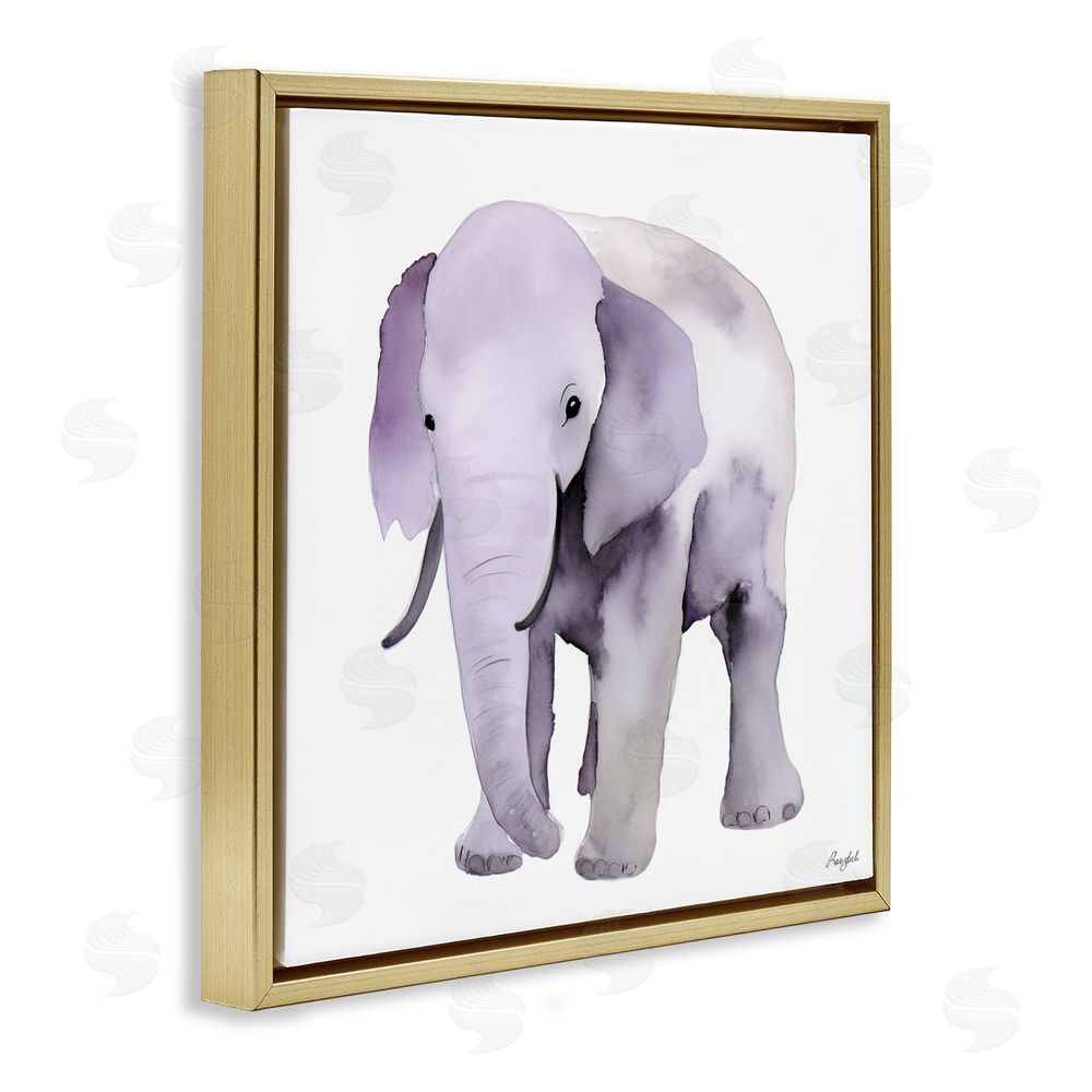 Roozbeh Kid's Minimal Elephant Gold Floating Frame Canvas Wall Art