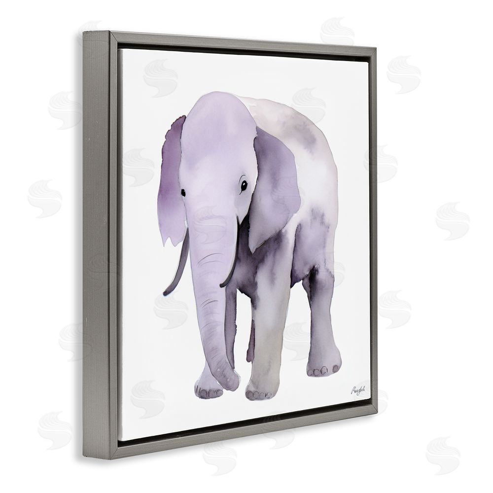 Roozbeh Kid's Minimal Elephant Gray Floating Frame Canvas Wall Art