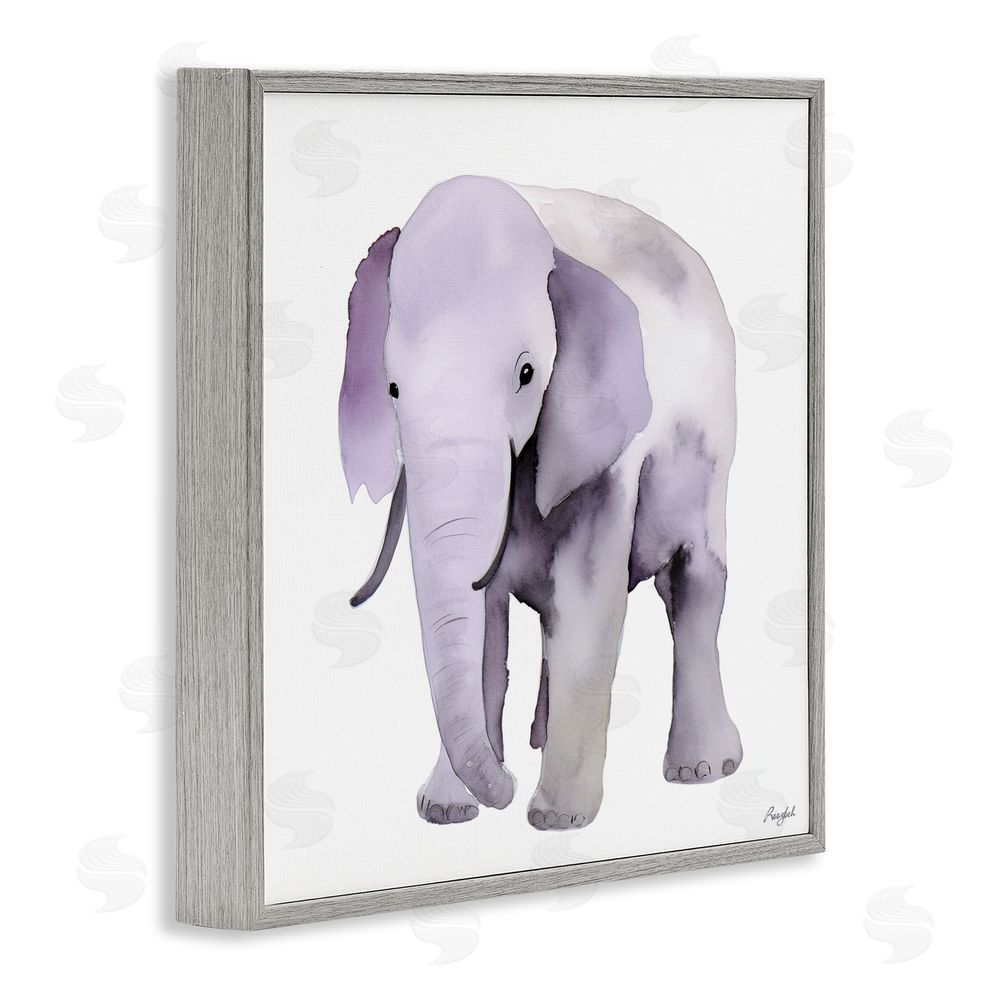 Roozbeh Kid's Minimal Elephant Gray Framed Giclee Wall Art Print